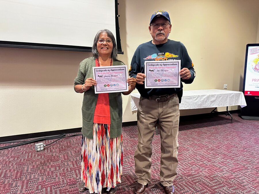 Genevieve and Alvin veteran recognition certificate presentation