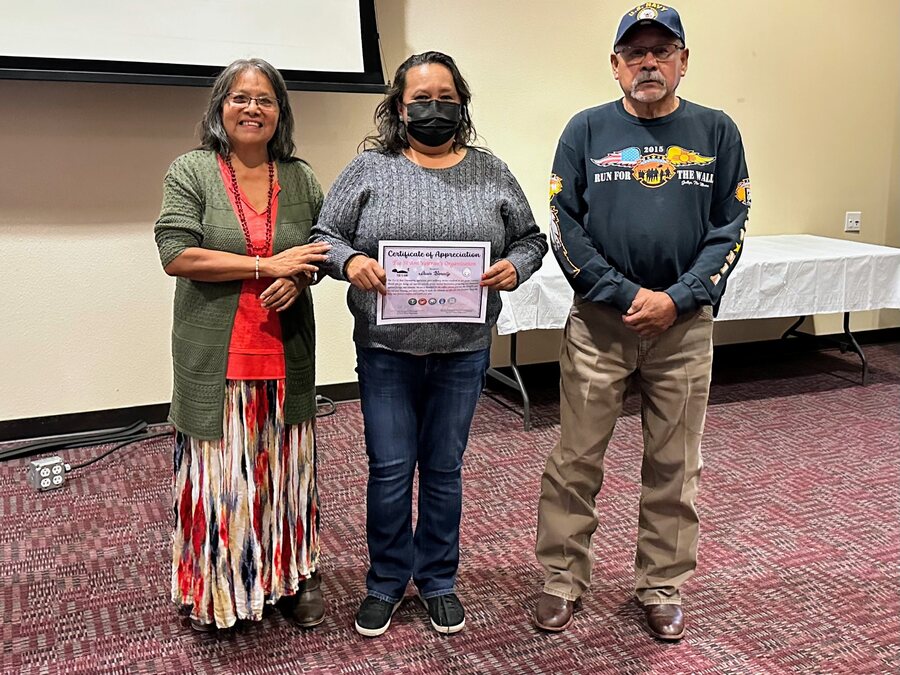 Irvin family representative veteran recognition certificate presentation